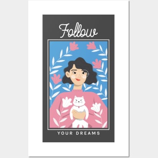 Follow Your Dreams Cat Lover Posters and Art